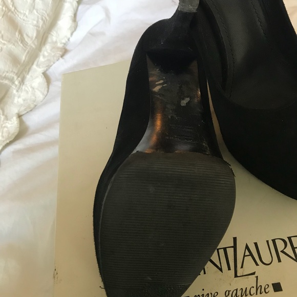 Black suede platform YSL heels - Picture 4 of 5